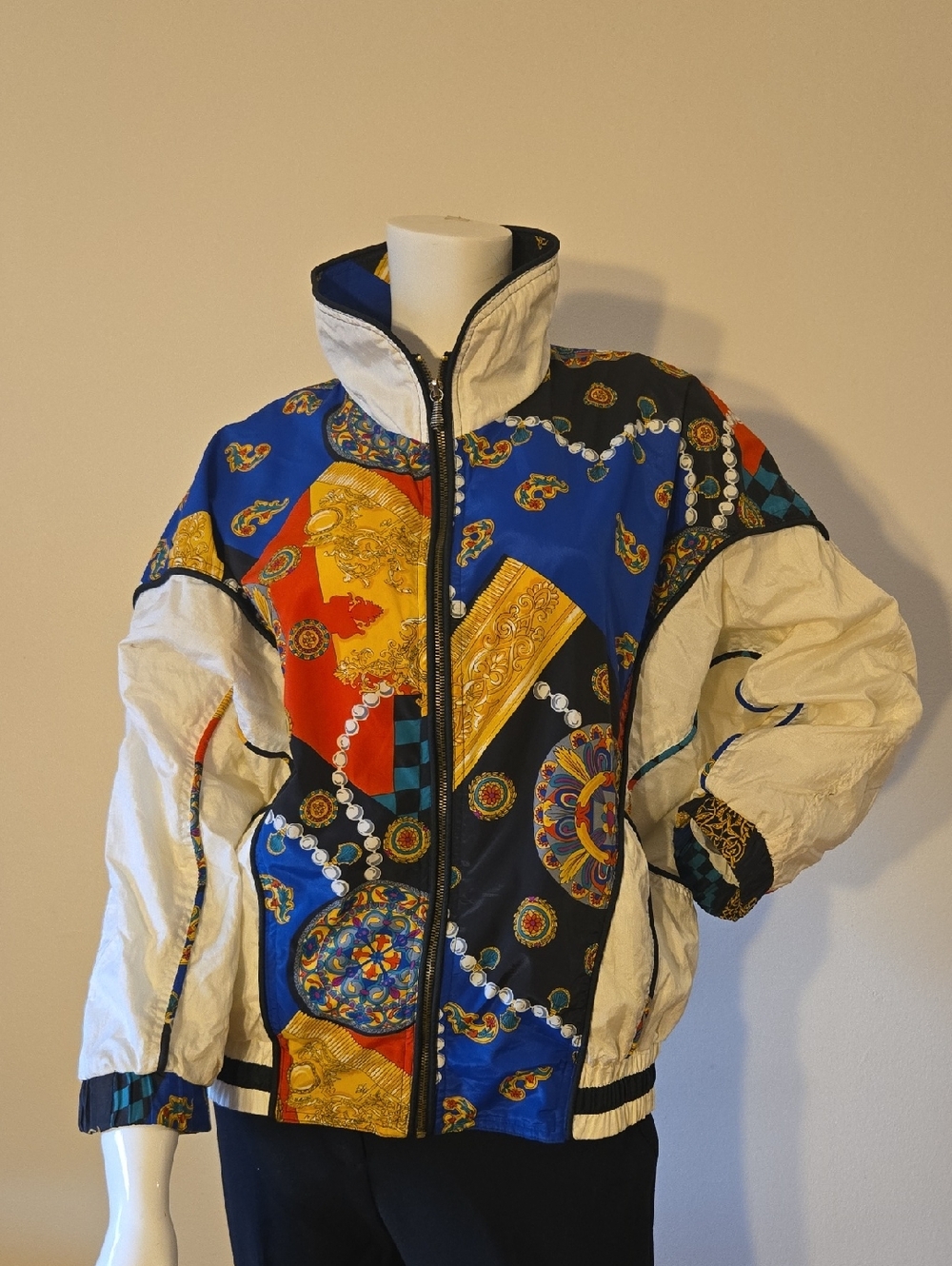Vintage-Inspired Multicolor Windbreaker Jacket